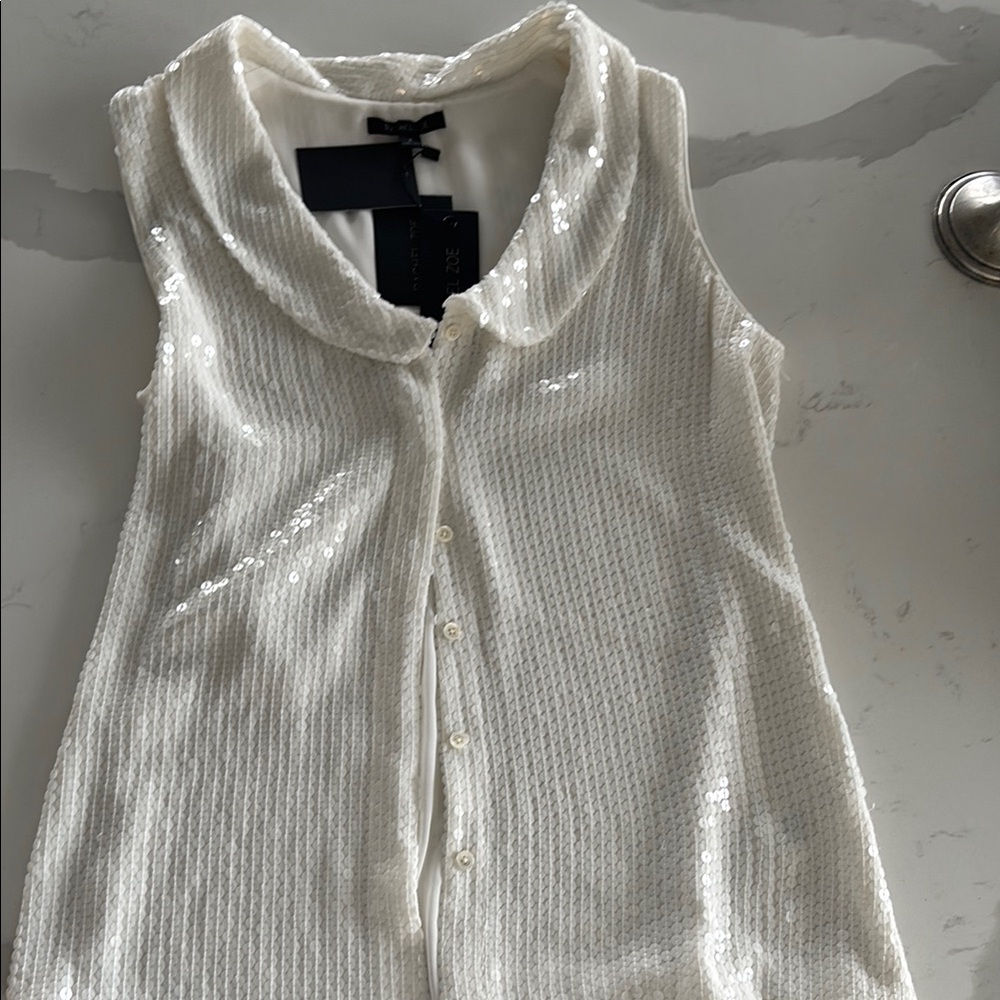 White Sleeveless Sequin Top